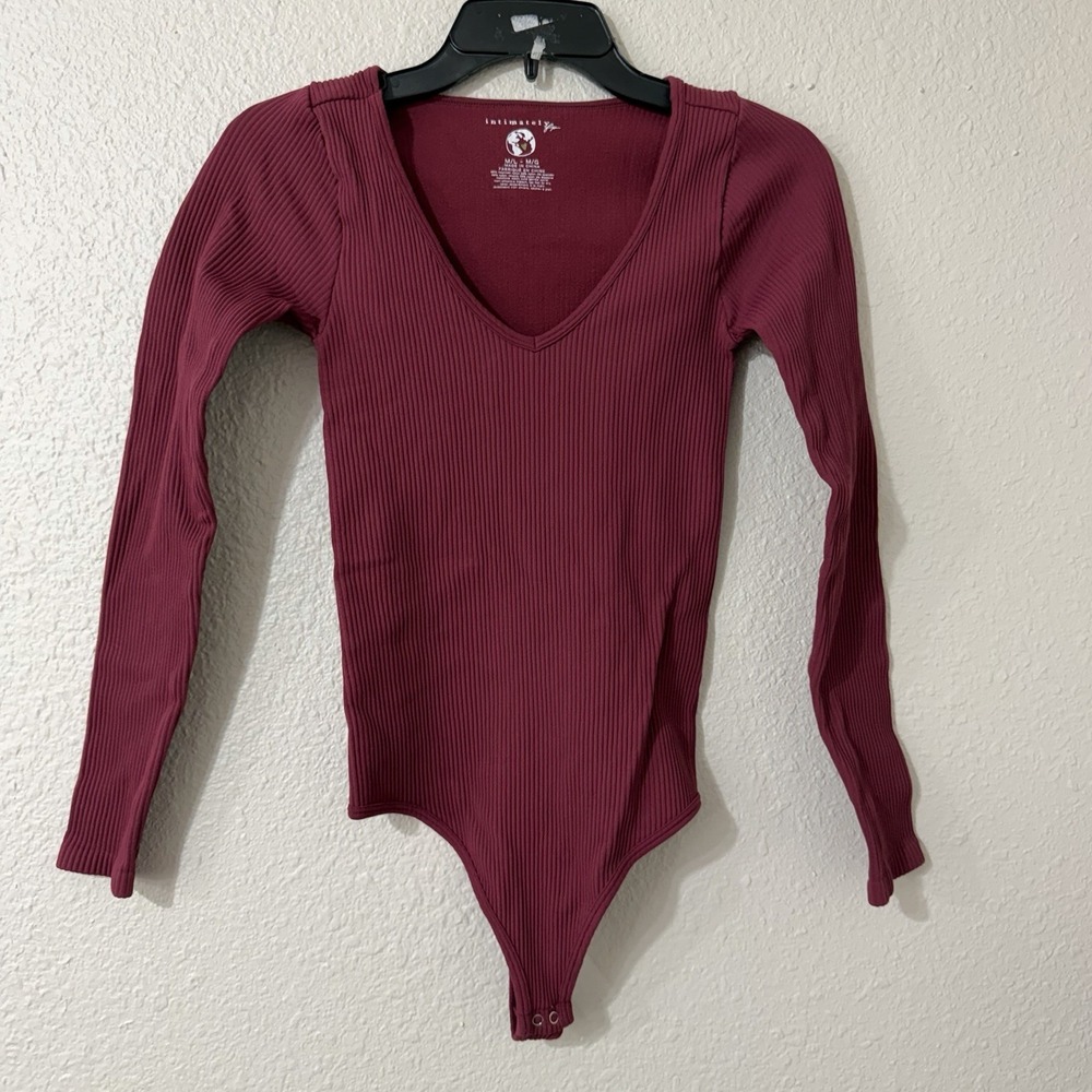 Intimately Free people M L Women's Bodysuit Ribbed Fitted Boho Preppy